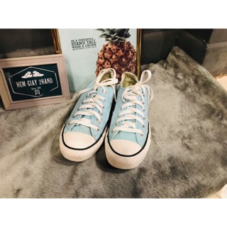 Giày Converse Đen Cổ Thấp Xanh Dương Size 38  Full box (Real 100%/2hand)