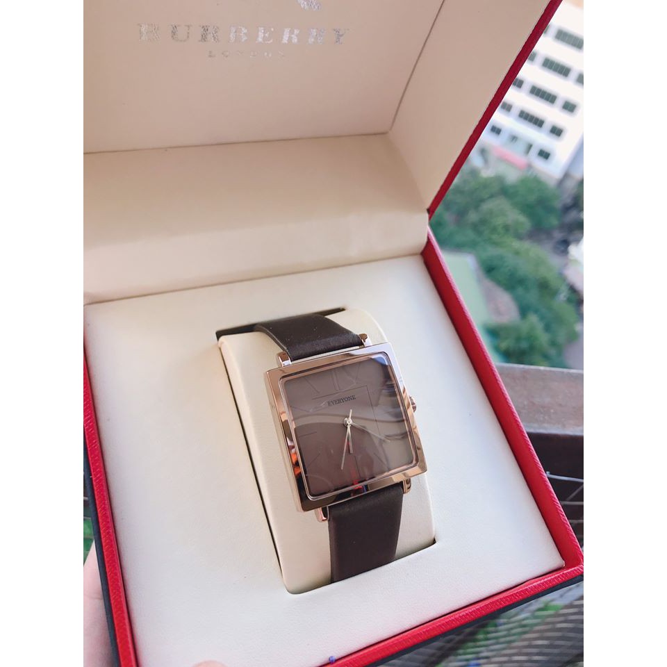 [HÀNG CHÍNH HÃNG] Đồng hồ nữ EVERYONE mặt vuông dây da cao cấp size 36mm | BigBuy360 - bigbuy360.vn