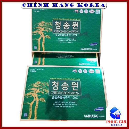 Tinh Dầu Thông Đỏ Cheongsongwon Hàn Quốc, Hộp Xanh 180v