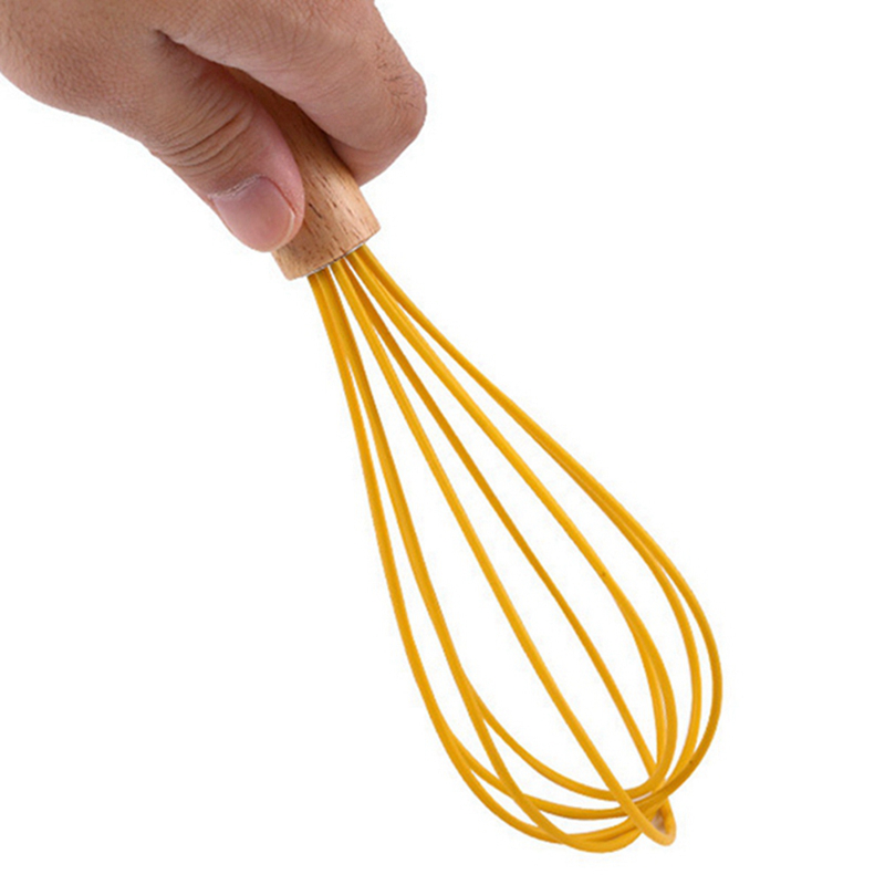 Dụng cụ đánh trứng silicon tay cầm bằng gỗ chất lượng cao