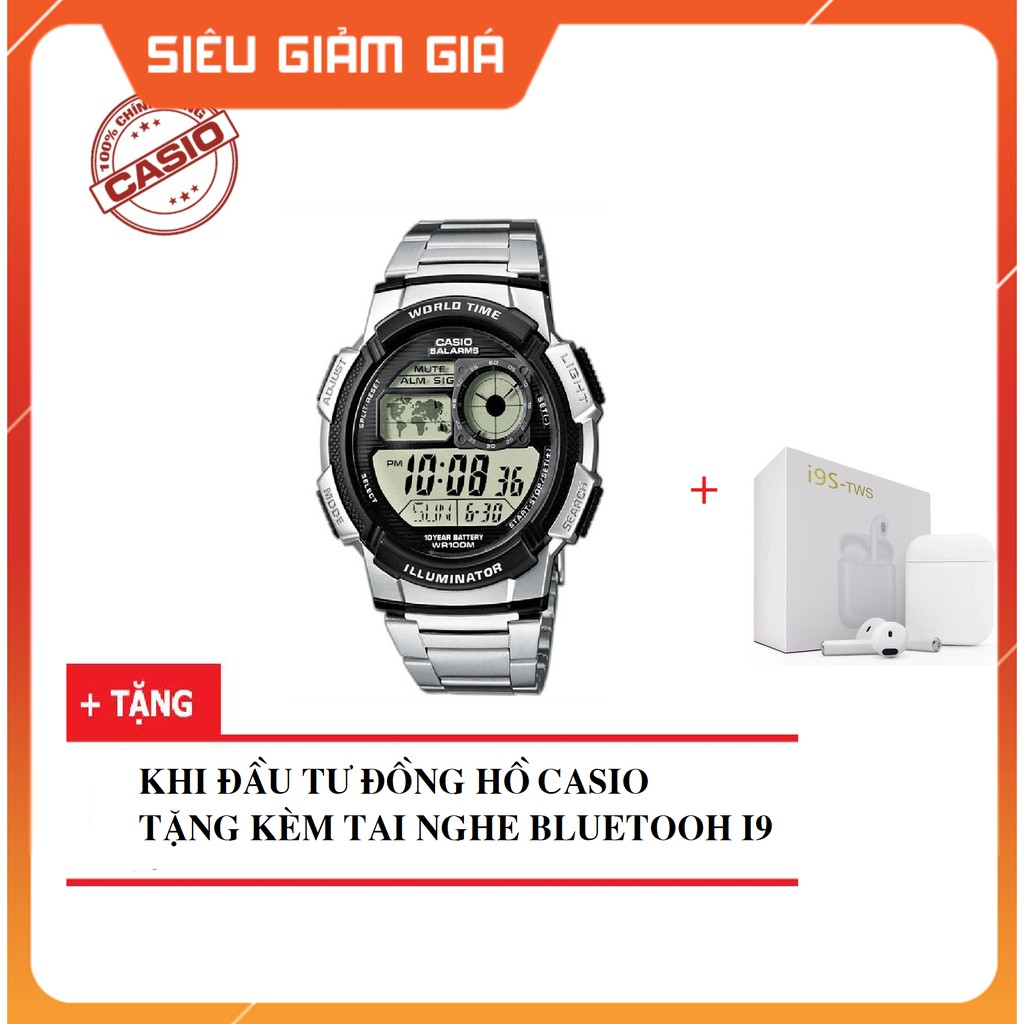 Đồng hồ nam dây kim loại Casio chính hãng Anh Khuê AE-1000WD-1AVDF - có tem chính hãng - tặng kèm 1 tai nghe bluetooth