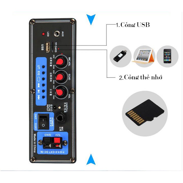 Loa kéo bluetooth nghe nhạc từ điện thoại Kèm 1 micro không dây