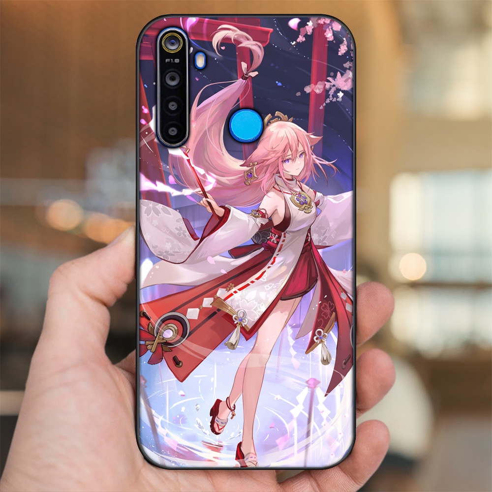 Ốp lưng Realme 5, 5 Pro viền đen in hình Yae Miko Genshin Impact