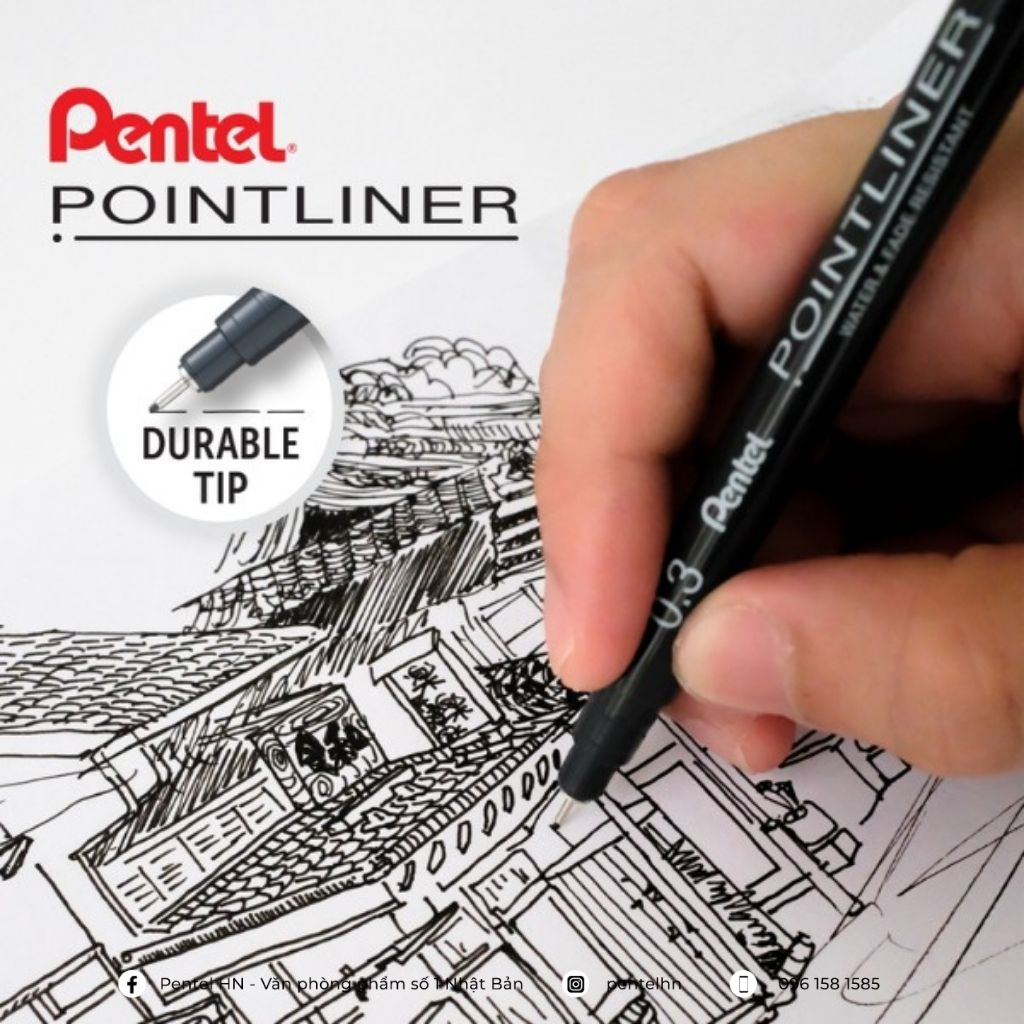 Bút Line Đi Nét Pentel Pointliner S20P Chuyên Dụng | 5 Kích Thước Tùy Chọn