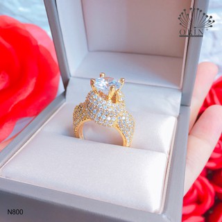 Nhẫn nữ đính đá nhô xoắn bền màu thiết kế cao cấp Orin N800