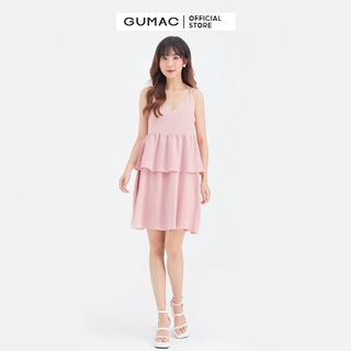 Đầm suông nữ 2 dây bèo tầng GUMAC DB634