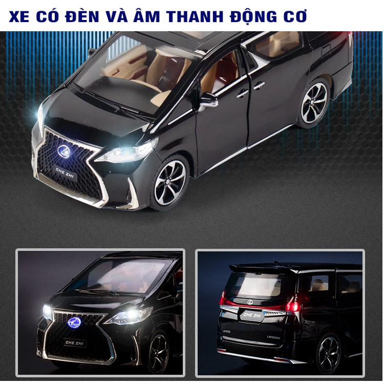 Mô hình xe ô tô Lexus LX LM300 bằng kim loại tỉ lệ 1:24 có âm thanh và đèn