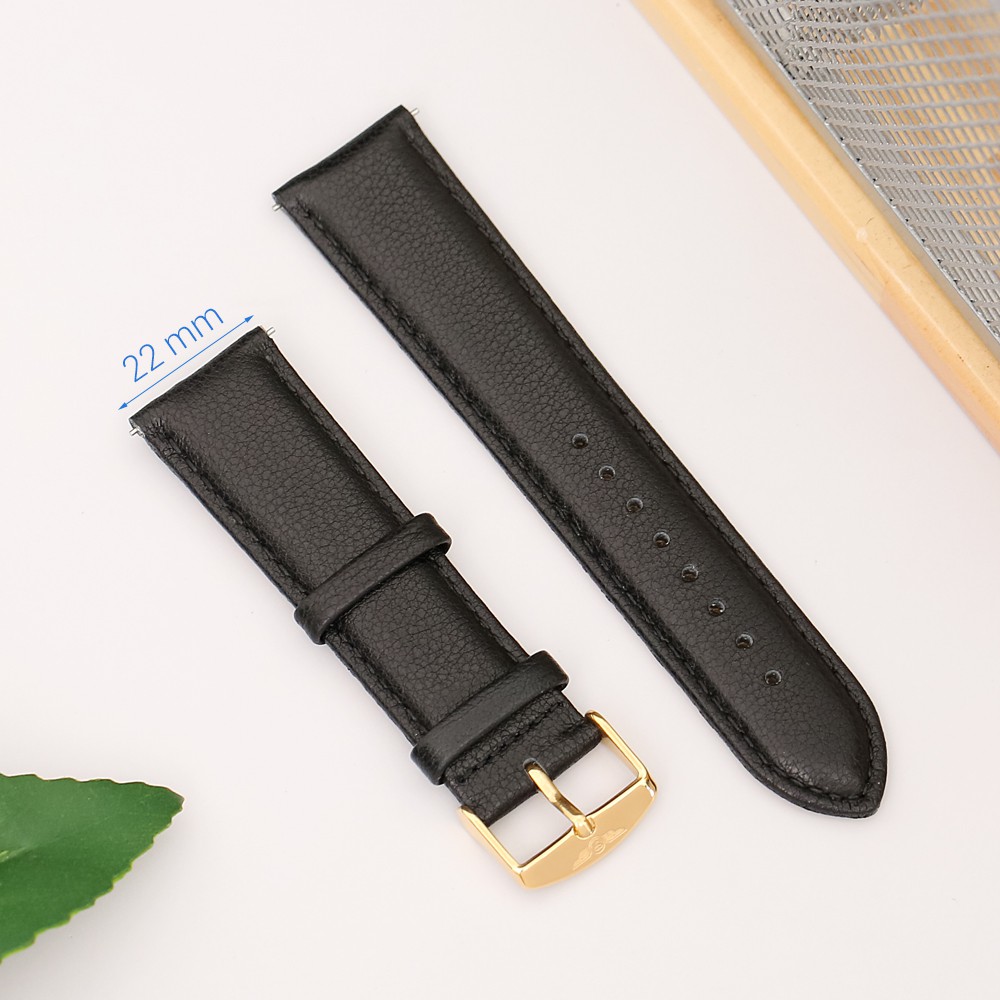 Dây da đồng hồ SR Watch chính hãng 1011.61 Đen