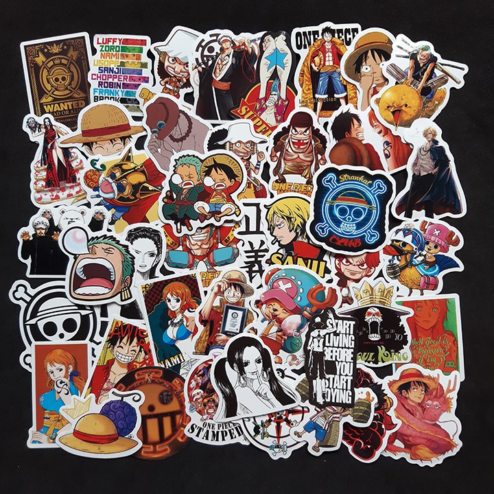 Bộ Sticker dán cao cấp chủ đề ĐẢO HẢI TẶC - Liên minh Luffy hải tặc mũ rơm - Dùng dán Xe, dán mũ bảo hiểm, dán Laptop...