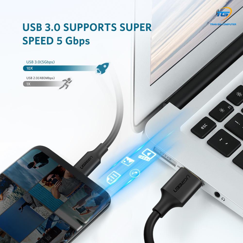 Cáp USB Type C to USB 3.0 dài 0.5M đến 2M chính hãng Ugreen
