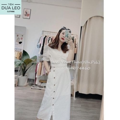 Set Áo Croptop Tay Bồng + Chân Váy Cúc Siêu Đáng Yêu -Dưa Leo Shop