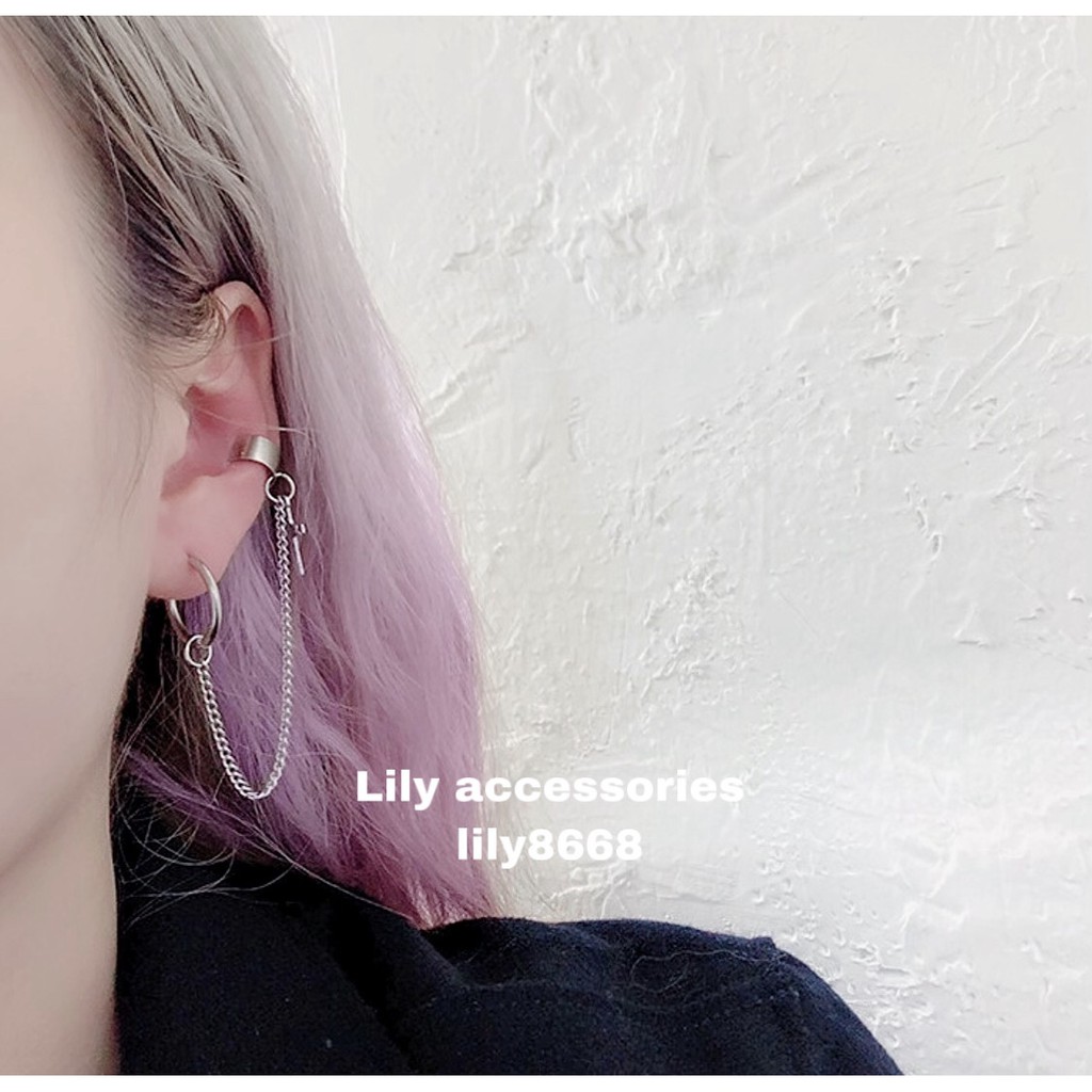 khuyên tai và kẹp vành tai titan phối thánh giá không gỉ không đen không dị ứng cho nam và nữ