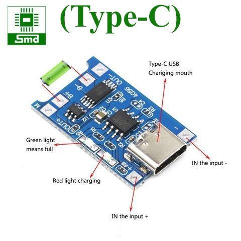 Mạch sạc pin lithium 1A TP4056 (Type-C)