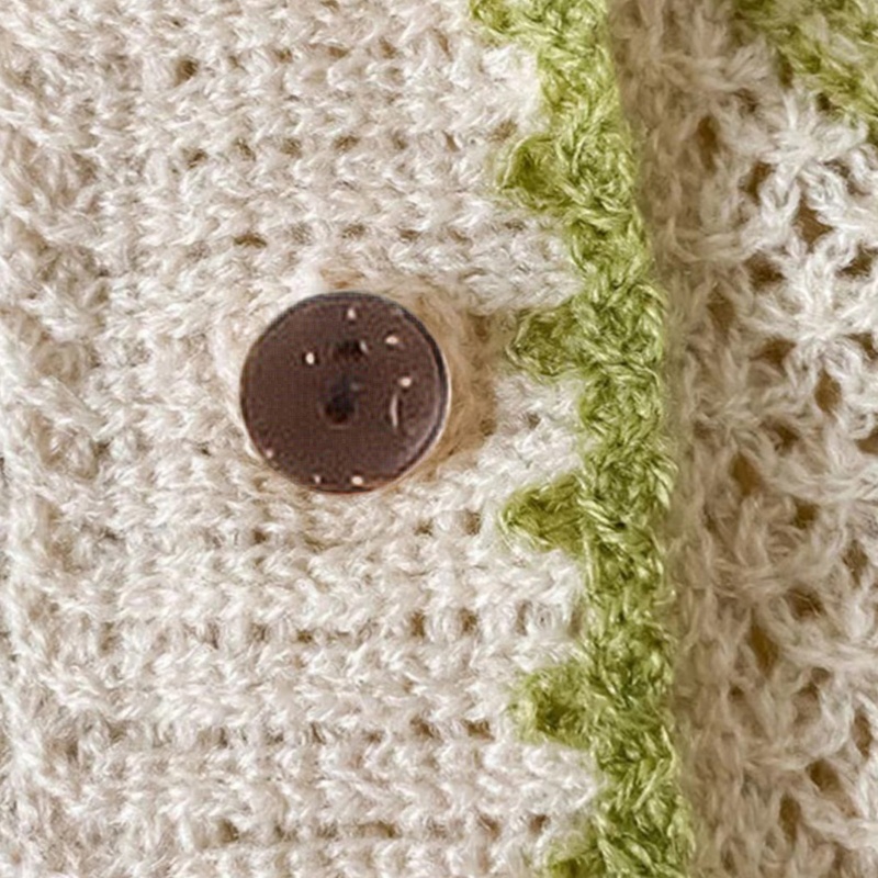 Áo Khoác Cardigan Dệt Kim Tay Phồng Dài Cổ Chữ V Thêu Hoa Phối Nút Kiểu Retro Thời Trang Mùa Xuân Cho Bạn Gái