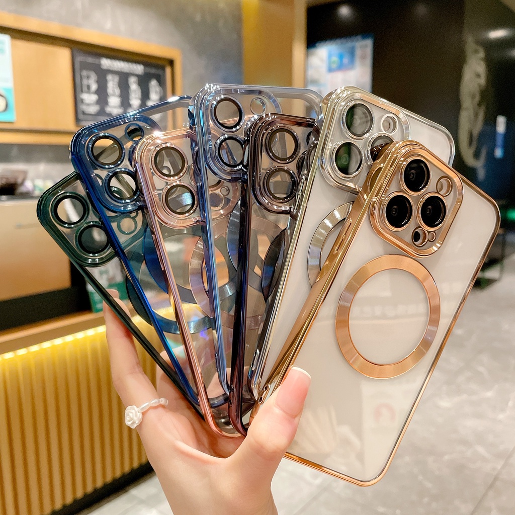Ốp lưng iphone Điện Thoại Mạ Sang Trọng Có Từ Tính Bảo Vệ Ống Kính Máy Ảnh Cho iPhone 13 Pro max 12 Pro max 11 Pro max x xs max xr 7 plus 8 plus
