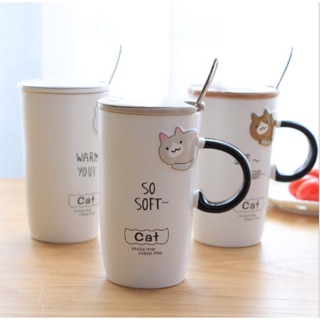 Cốc hình mèo có nắp đậy kèm t