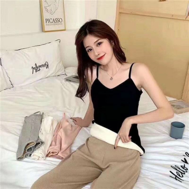 Áo hai dây len tăm lót lông mẫu mới mùa thu đông thời trang siêu ấm