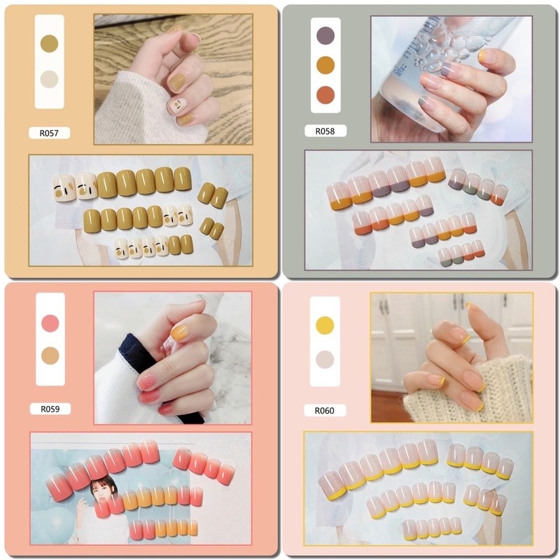 [Hàng mới về] Hộp 24 móng giả ngắn R041-R060 kèm keo dán