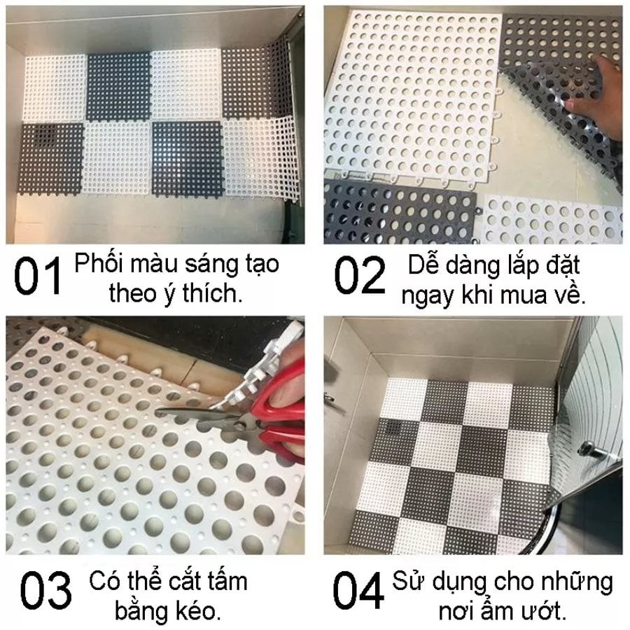 TẤM LÓT SÀN NHÀ TẮM, NHÀ VỆ SINH, TẤM NHỰA TRẢI SÀN CHỐNG TRƠN TRƯỢT-giadungsieure