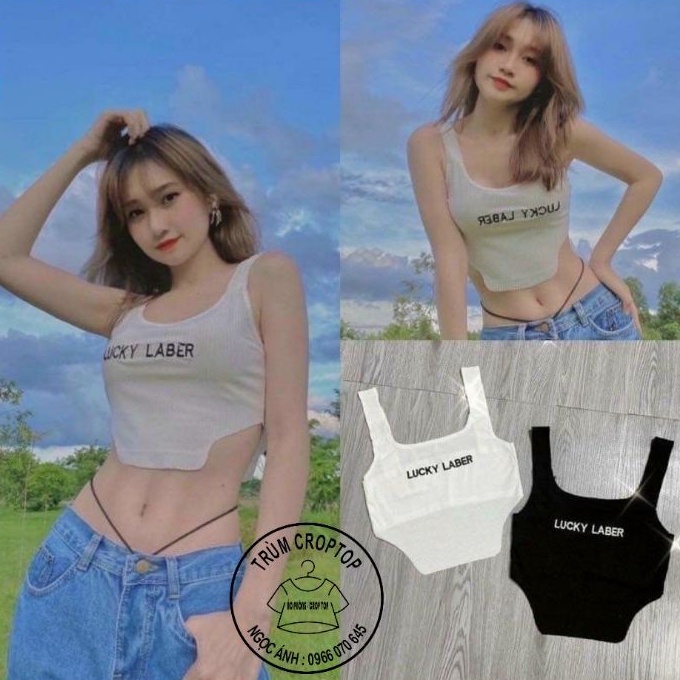Áo 2 dây nữ bản to Luckyy dáng croptop đuôi tôm vải thun tăm co giãn tốt Shynstores