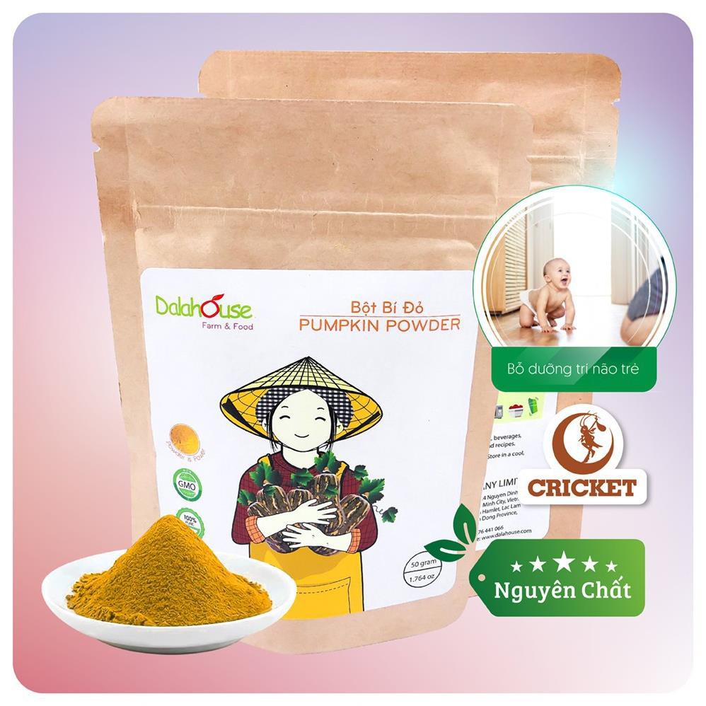 Bột Bí Đỏ Nguyên Chất Dalahouse 50gr - Đơn hàng từ 150k được tặng 1 Tai Nấm Linh Chi Đỏ loại 1