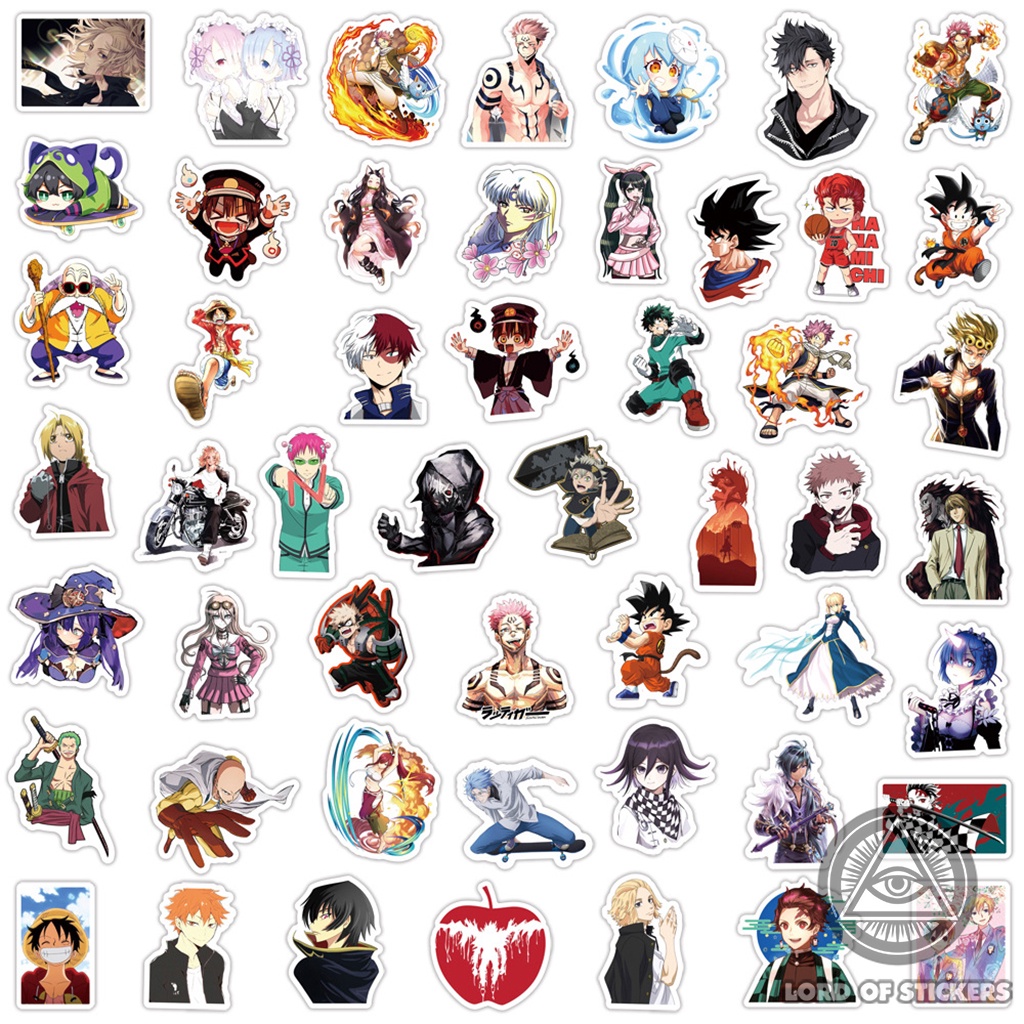 Set 100 Nhãn Dán Hình Nhân Vật Truyện Tranh Anime Manga Sticker Chống Thấm Nước Trang Trí Mũ Bảo Hiểm, Laptop, Vali, Sổ