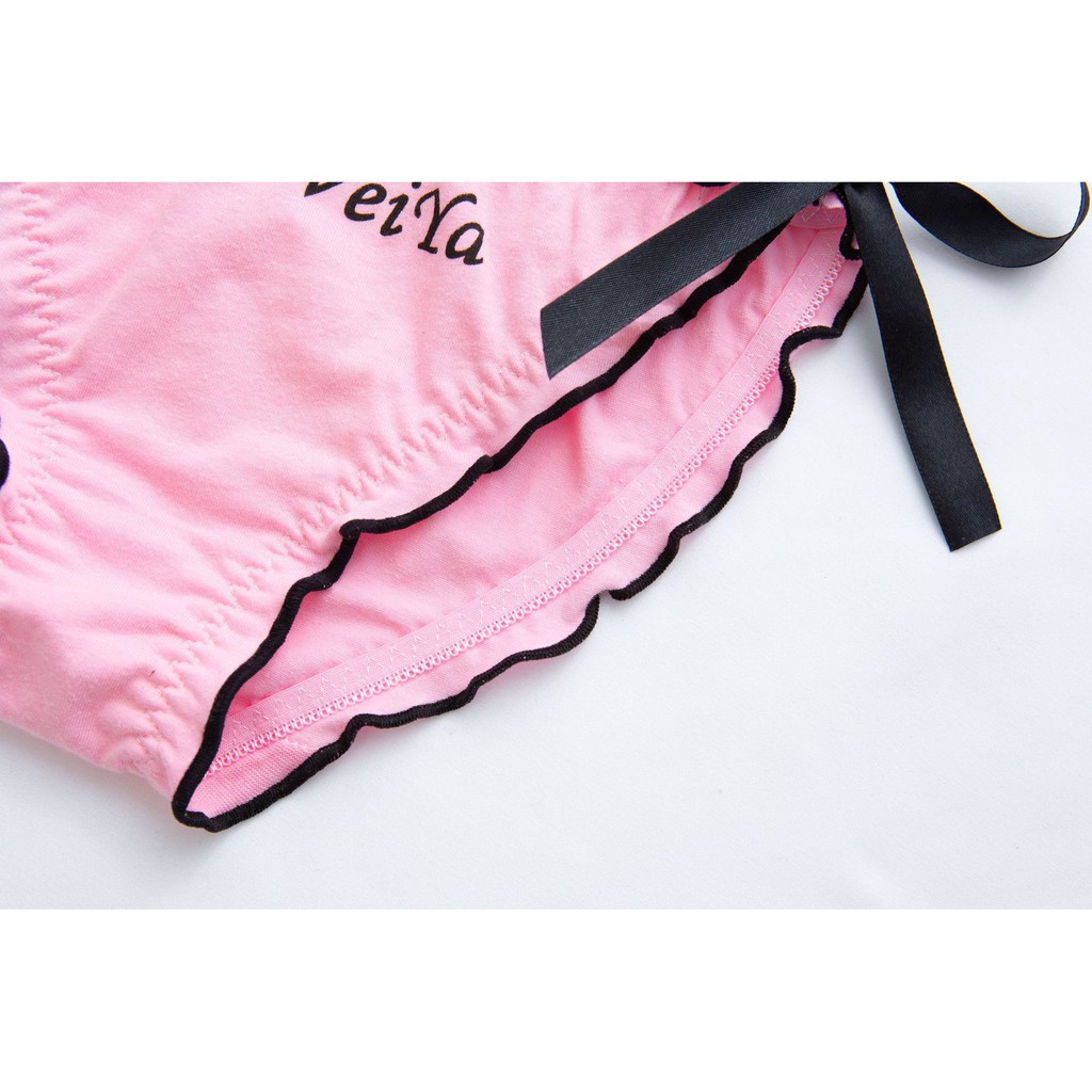 Quần Lót Nữ Cotton sexy cao cấp viền bèo buộc nơ in chữ mỏng mát tôn dáng mẫu 3020