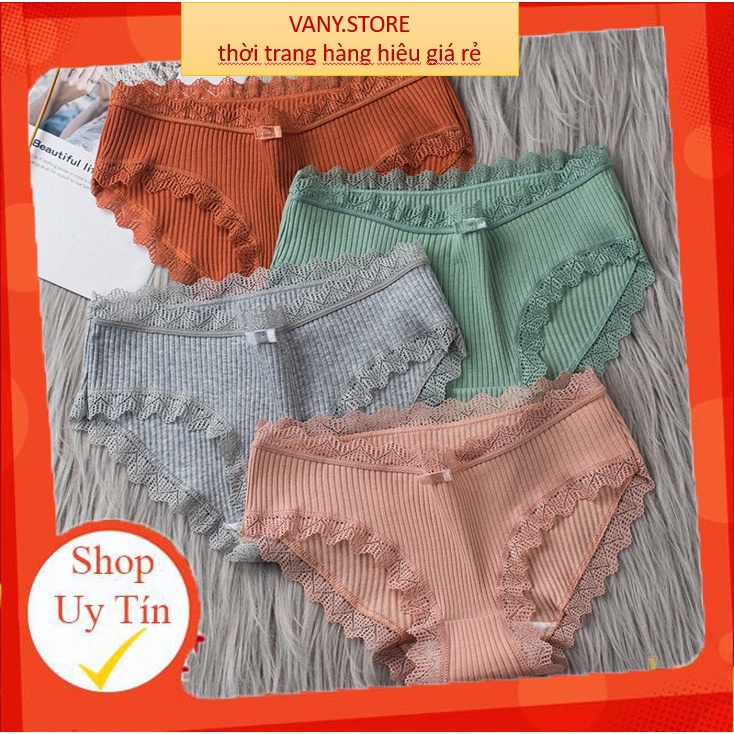 Quần Lót Nữ Cotton viền ren gân tăm kháng khuẩn phối hoạ tiết viền ren sexy điệu đà mã A101