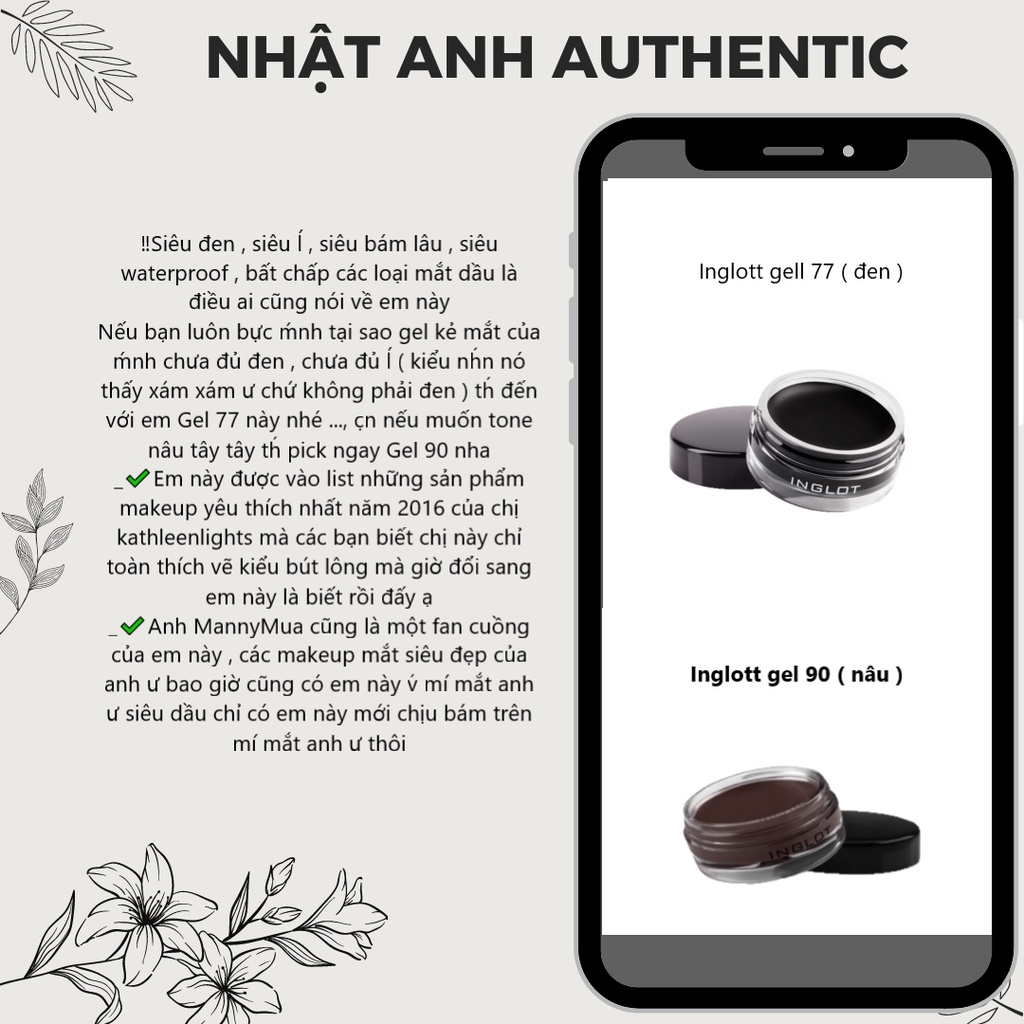 Gel kẻ mắt INGLOT 2 màu hot nhất và cọ 23T ( Chính Hãng )