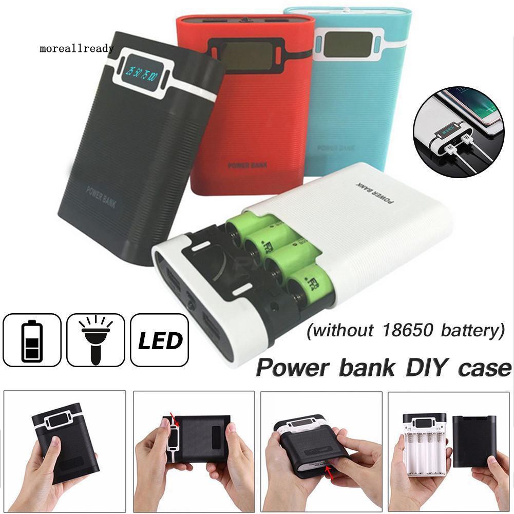 was_Dual USB LCD Display 4-Cell 18650 Battery Charger Box Power Bank DIY Case Kit