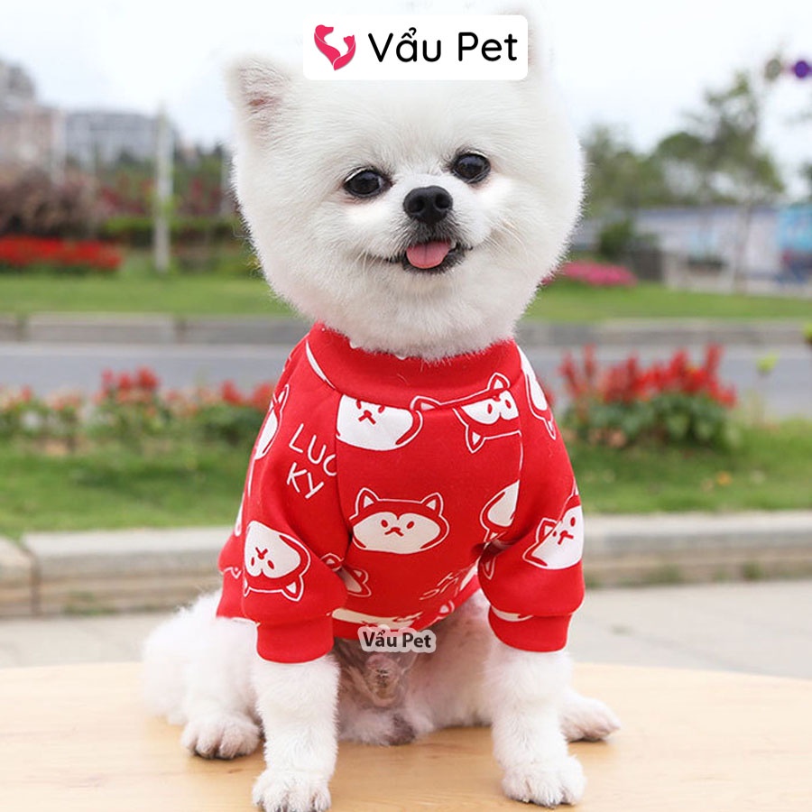 Áo cho chó mèo Nỉ họa tiết ngộ nghĩnh mùa đông - Quần áo cho chó poodle, con, lớn, mèo, thú cưng Vẩu Pet Shop