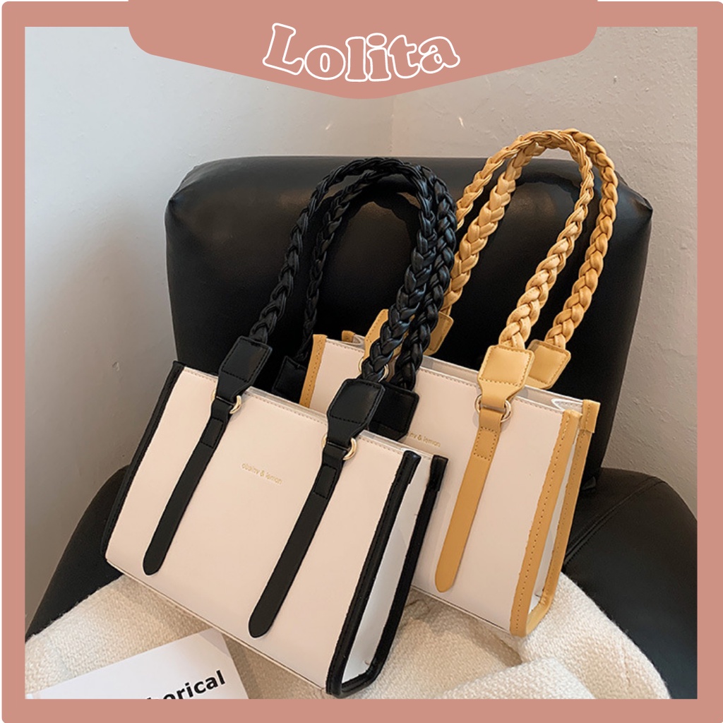 Túi Xách Nữ Tote Kẹp Nách LILAS Baggu Da PU Dây Đan Khoá Kéo