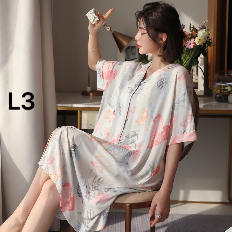 Đầm Ngủ Pijama Tay Lỡ Dáng Dài Tăfm Thái Mềm Mại Form Rộng Thoải Mái