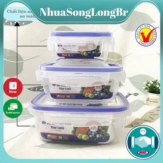 Bộ 3 Hộp Trữ Đồ Đông Lạnh,Hộp Nhựa Đựng Thực Phẩm Song Long 2508 có 4 khoá gài chắc chắn _Buôn rẻ 00315