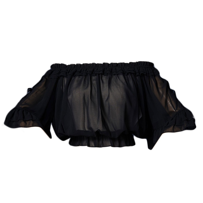 Áo Kiểu Chất Chiffon Tay Lỡ Phối Nơ Phong Cách Lolita