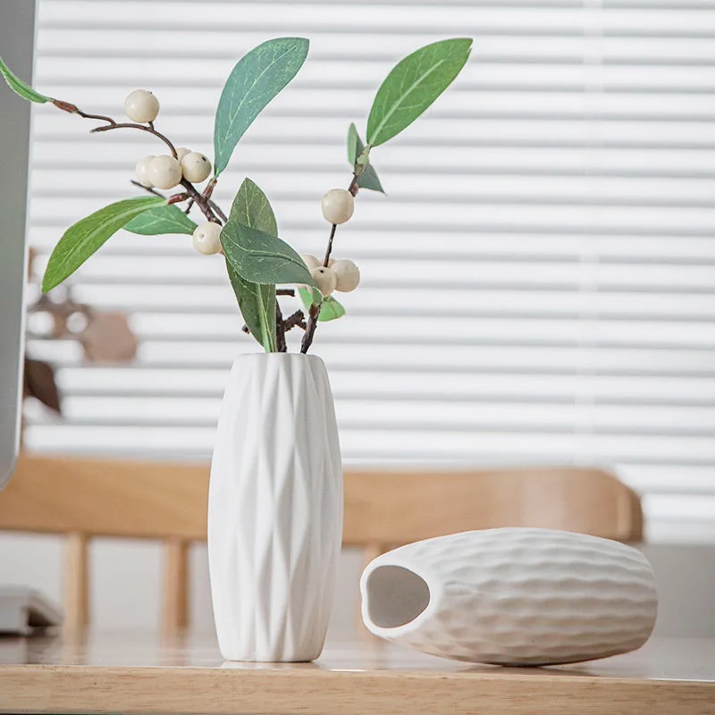 Bình Hoa Gốm Sứ Kèm Giá Đỡ Thiết Kế Tối Giản Dùng Trang Trí Nhà Cửa