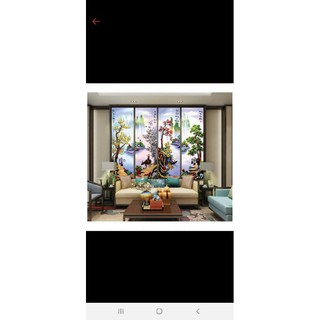 Tranh thêu tứ quý tiều ngư canh mục kt 146x1m