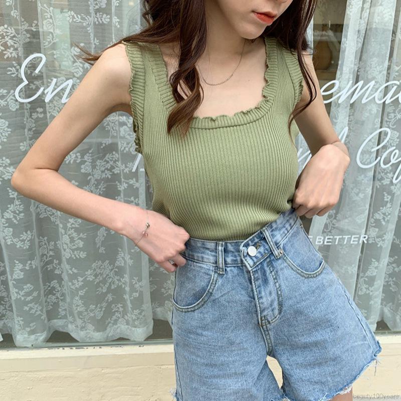 Áo không tay dệt kim dáng ôm màu trơn gợi cảm cho nữ | BigBuy360 - bigbuy360.vn