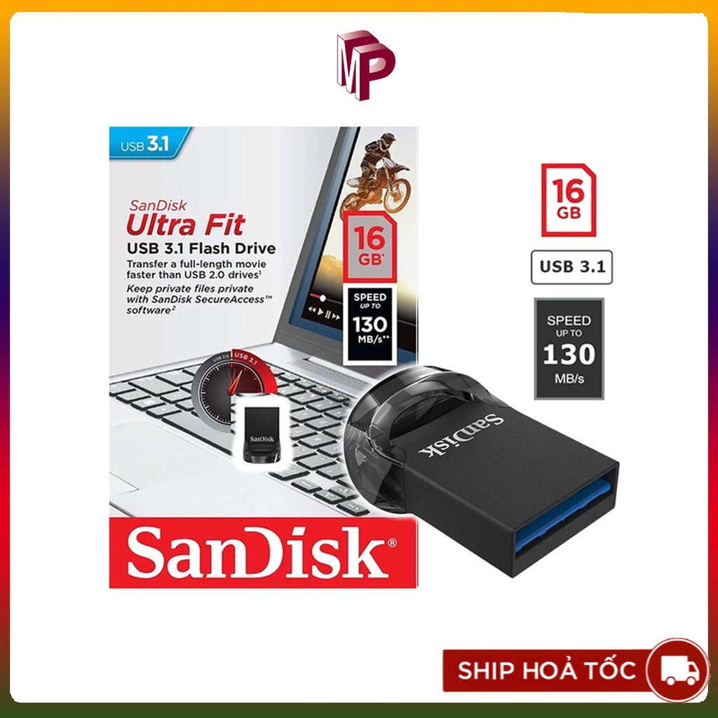 USB 3.0 SanDisk Ultra Fit CZ430 64gb 32Gb 16GB - bảo hành 5 năm - Minh Phong Store