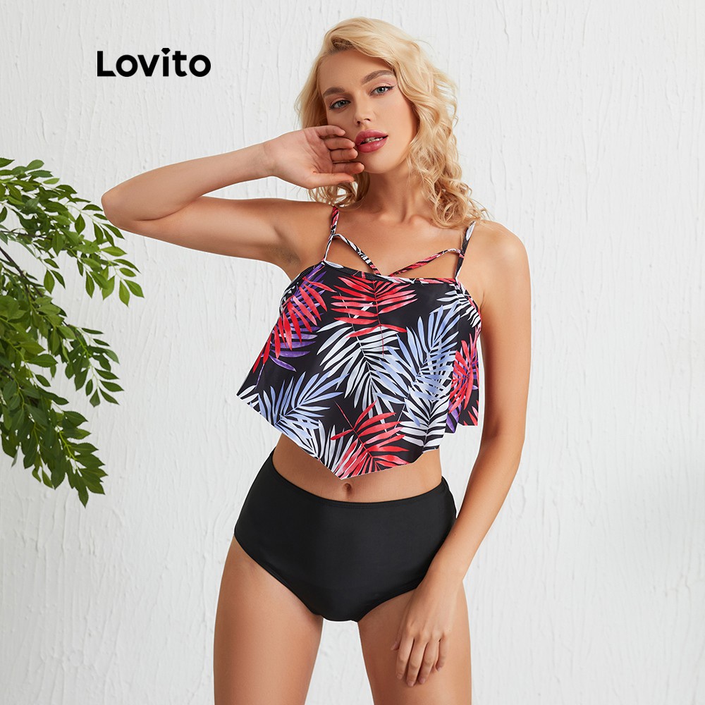 Lovito Bộ đồ bơi đan chéo lưng cao Lovito Criss L09044 (nhiều màu) | BigBuy360 - bigbuy360.vn