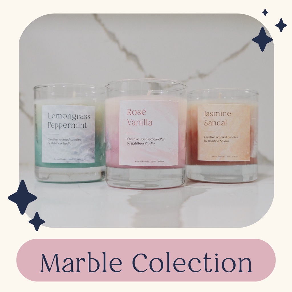 Nến thơm 3 trong 1 Marble Collection - 3 mùi hương trong 1 hũ nến Babiboo Studio