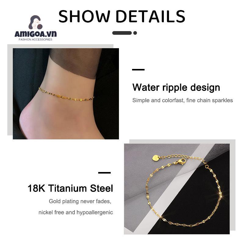 ✨✨Lắc Chân Bằng Thép Titan Mạ Vàng 18K Đơn Giản Không Phai Màu