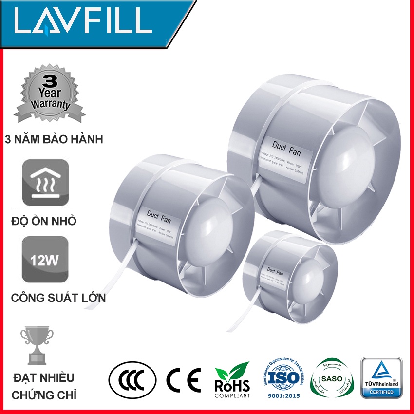 Quạt thông gió đường ống với đường kính phi 150mm LAVFILL LFI-13S