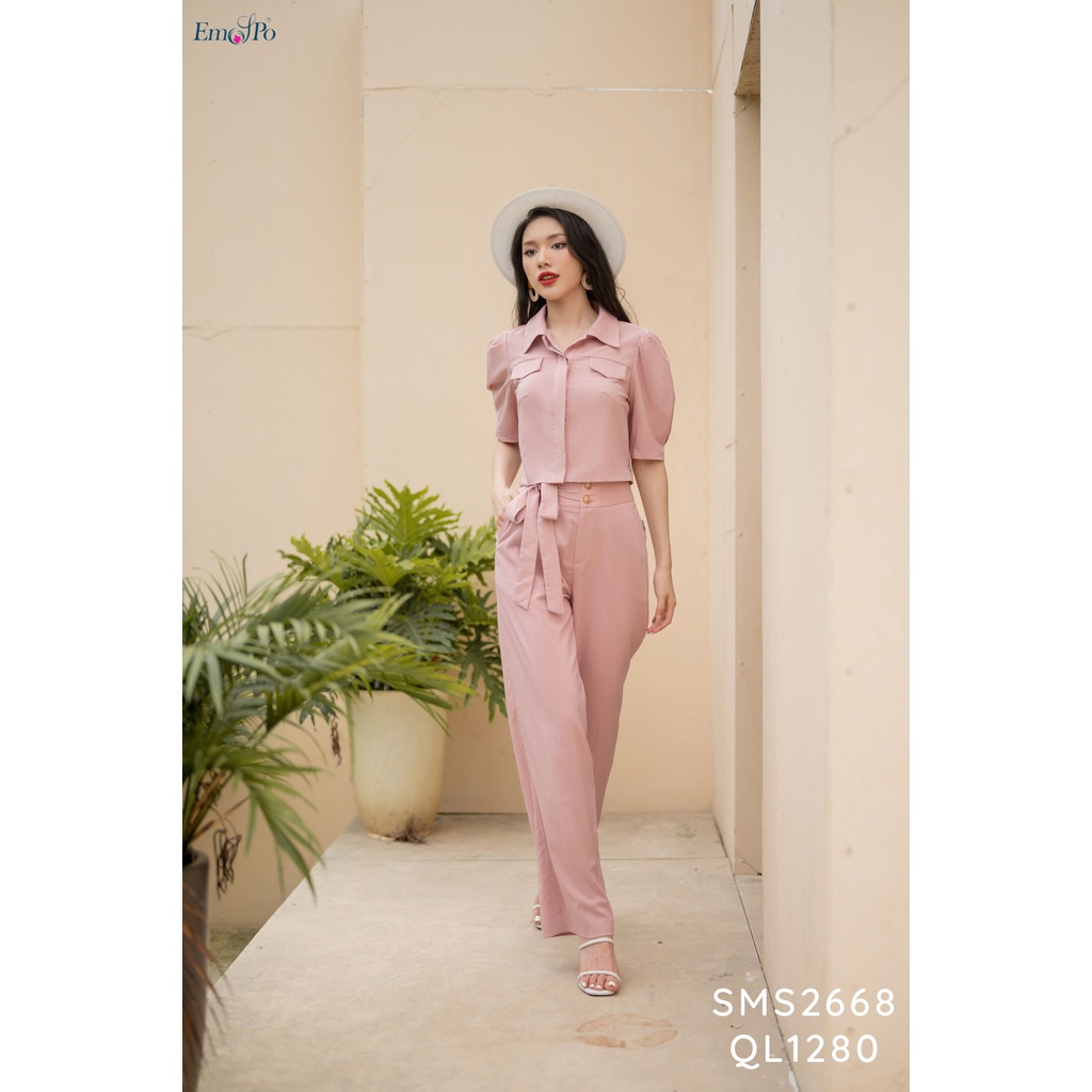 Quần suông, cạp thắt nơ lệch 1 bên EMSPO QL1280