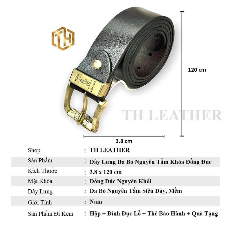 Thắt Lưng Nam Da Bò Nguyên Tấm Siêu Mềm, Dây Lưng Da Nam Loại 1 Khóa Kim Đồng Nguyên Khối, Dây Nịt Nam  - BH 24