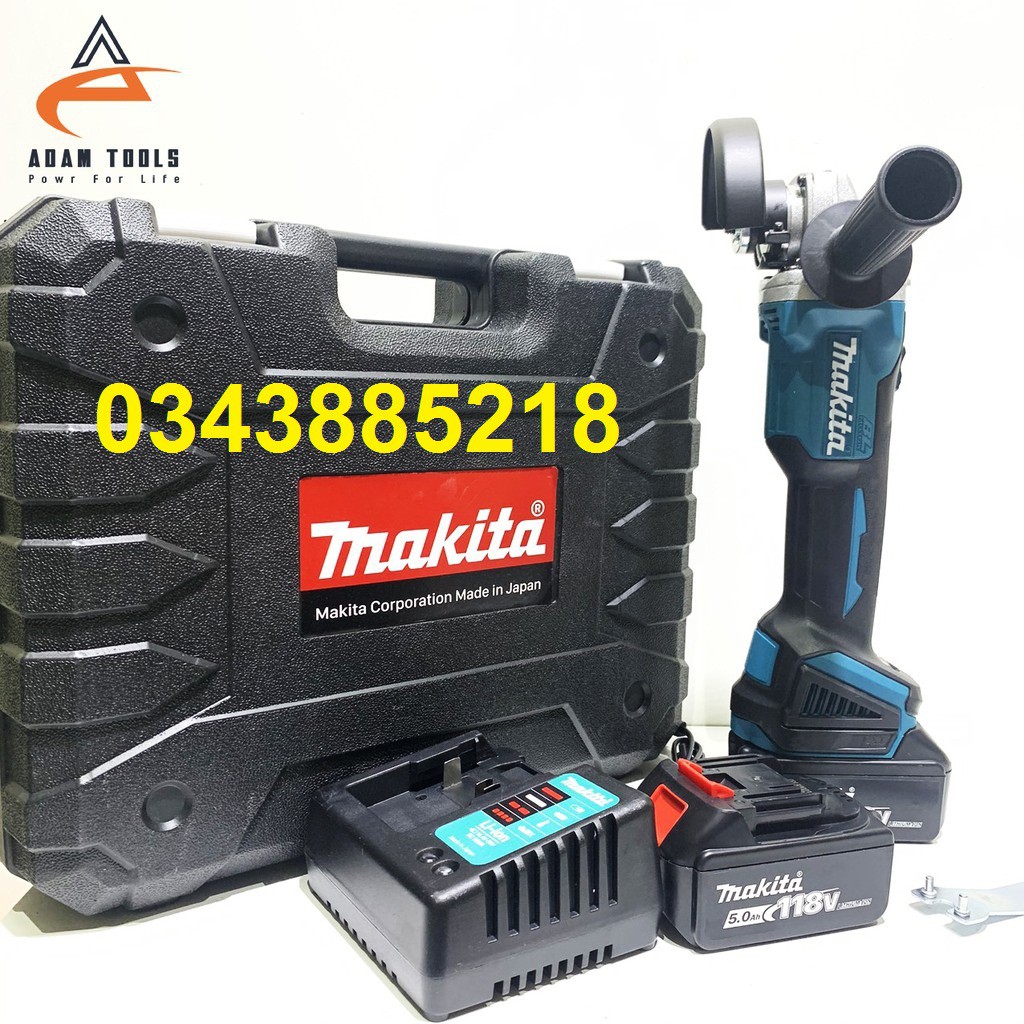 Máy mài cầm tay Makita 118v dùng 2pin không chổi than  chuyên dùng để mài góc, cắt sắt, cắt gỗ, cắt gạch