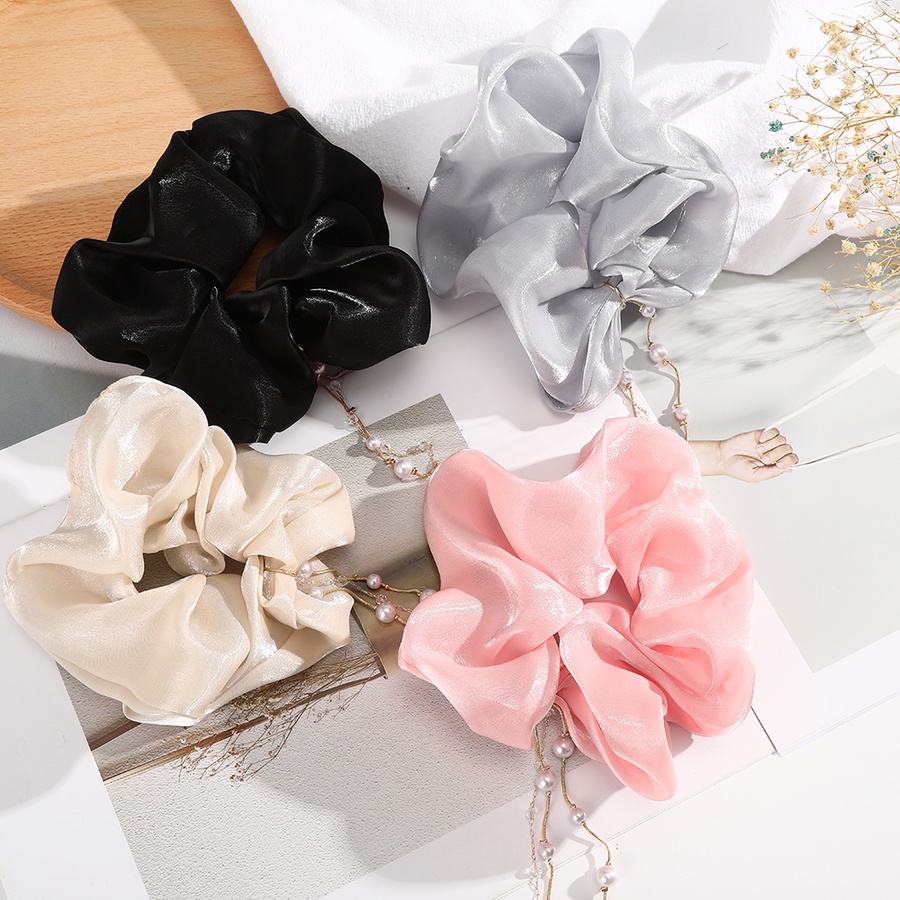Dây buộc tóc lụa trang trí ngọc trai giả phong cách Hàn Quốc thanh lịch xinh xắn