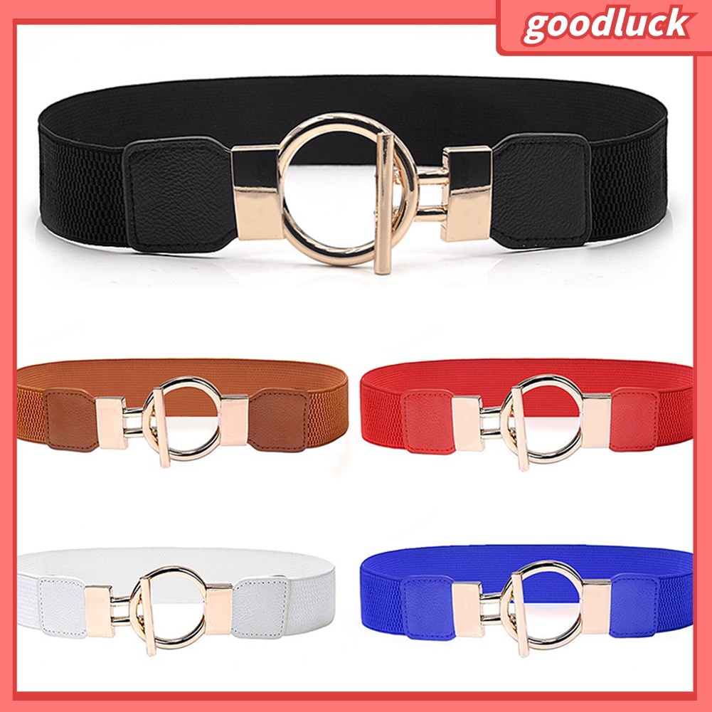 Thắt lưng da PU phối khóa kim loại hình tròn thời trang dành cho nữ