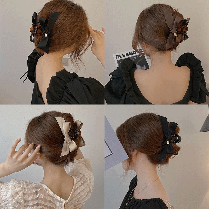 Kẹp Tóc Nơ Lớn Bằng Vải Acrylic Thời Trang Hàn Quốc