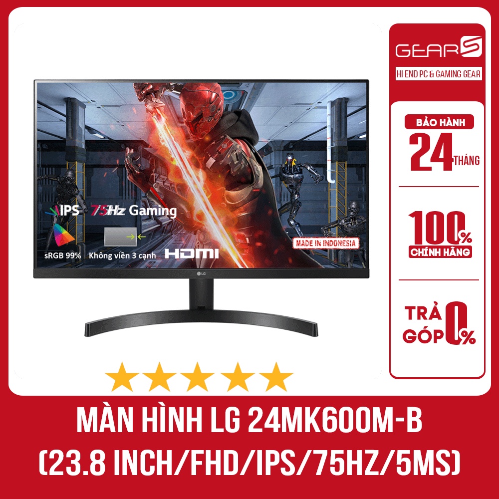 Màn hình LG 24MK600M-B (23.8 inch/FHD/IPS/75Hz/5ms/250nits/HDMI+VGA) - Bảo hành chính hãng 24 Tháng